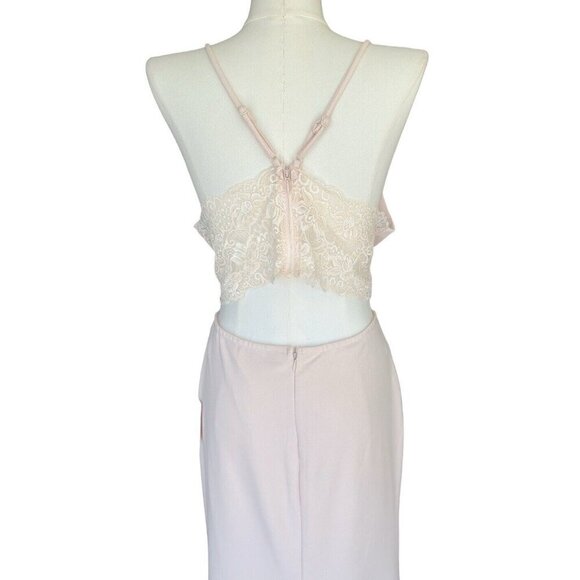 NWT Lulus V-Neck Adjustable Strap Open Lace Back Fishtail Hem Dress Women Sz XL - Picture 7 of 12